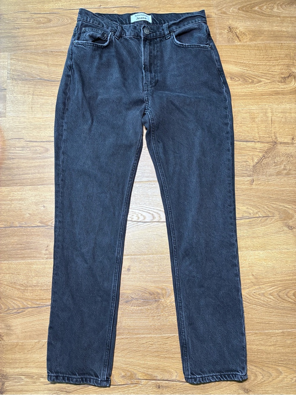 Reformation Washed Black High Rise Straight Leg Jeans Size 27